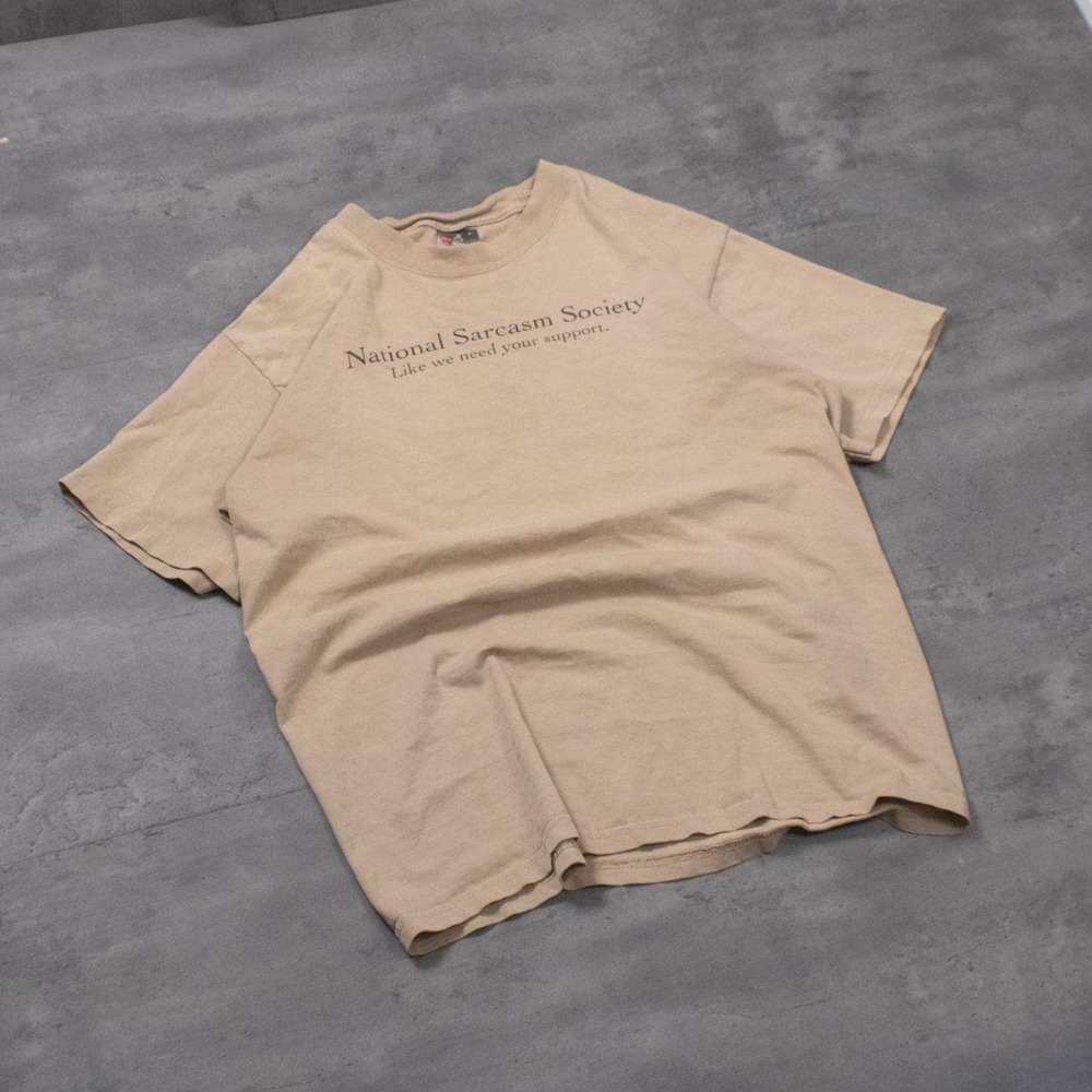 Y2K 2000's 00's Hanes Beefy-T Sarcasum Tan Brown Humor Meme T-Shirt